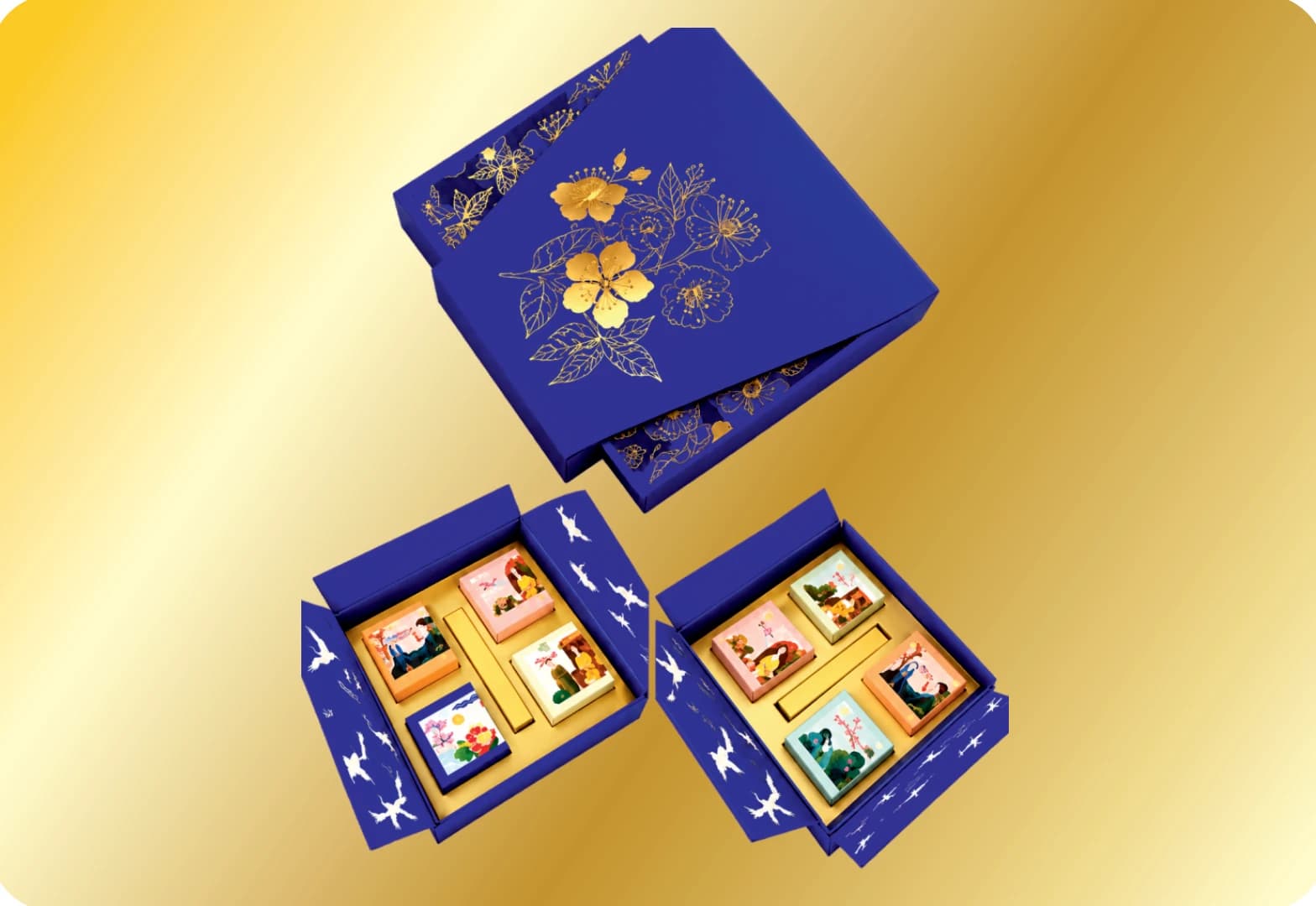 Bao bì Mai Vàng Nền Xanh — Set hộp quà